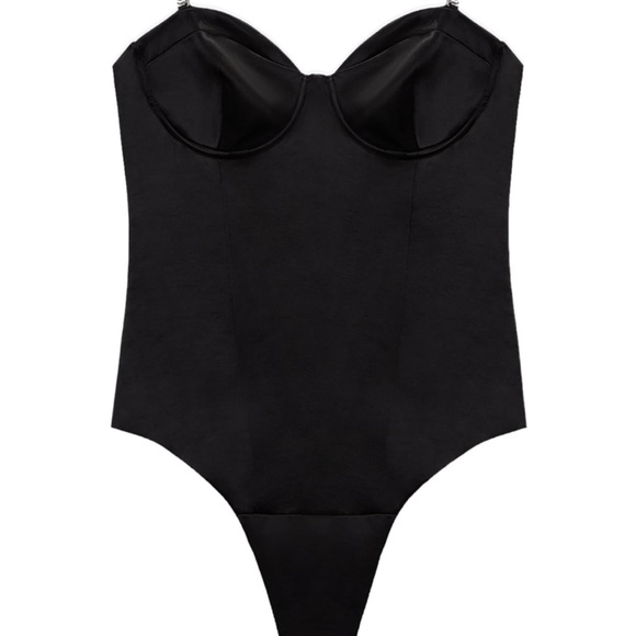 BLACK CORSET STYLE SATIN BODY REF. 4661/053 Size: M - Picture 2 of 2